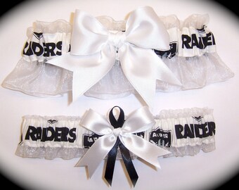 Oakland Raiders Wedding Garter Set Handmade Keepsake and Toss Bridal wb1