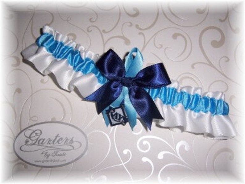 Tampa Bay Rays Wedding Garter Set with charms Handmade Keepsake and Toss Satin w-cnc