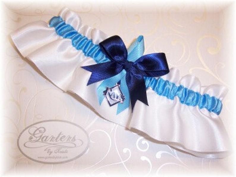 Tampa Bay Rays Wedding Garter Set with charms Handmade Keepsake and Toss Satin w-cnc