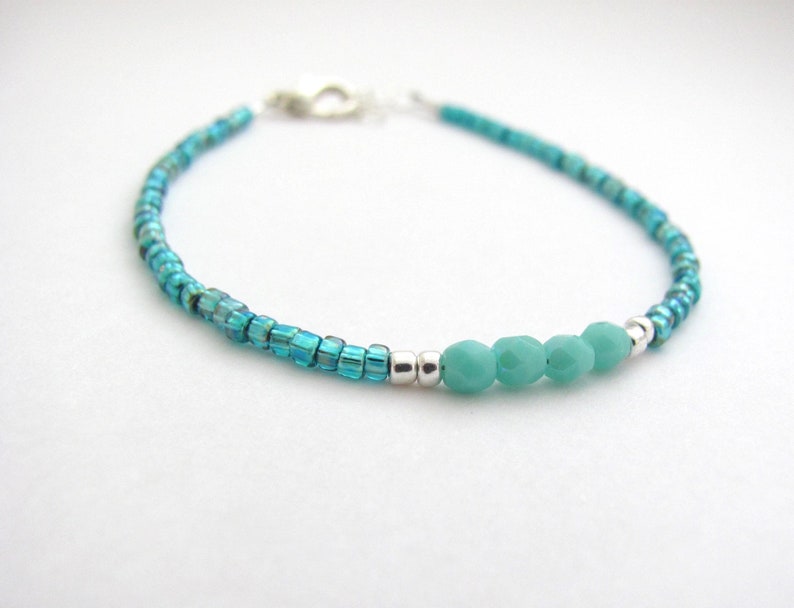 Turquoise Beaded Ocean Blue Hawaiian Jewelry Gift for Girlfriend Mom Sister Resort Vacation Party Hawaii Prom Birthday Valentine Bracelet zdjęcie 6