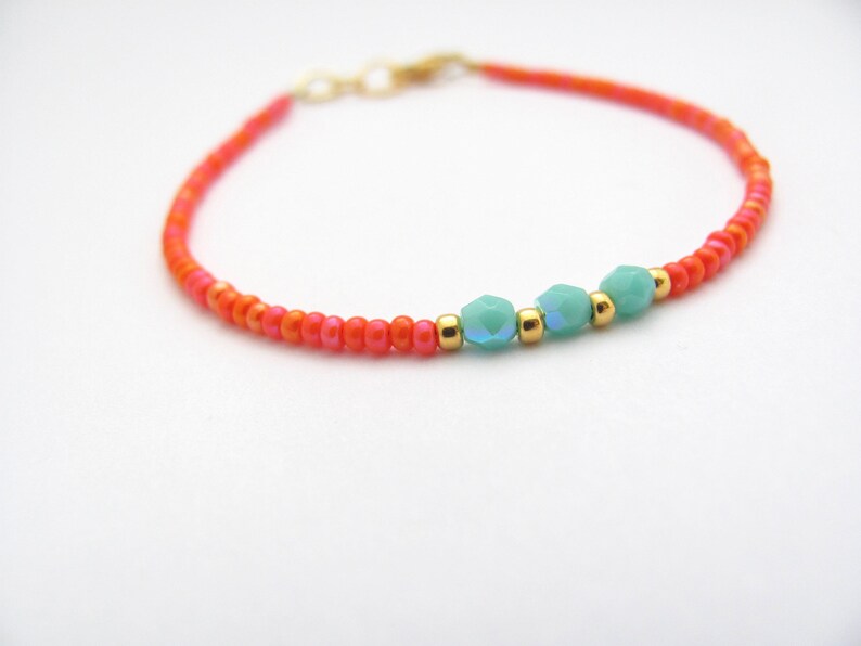 Coral Bracelet Friendship Bracelet Seed Bead Bracelet Etsy