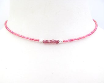 Rose Pink Choker Necklace Dainty Glass Seed Beads Birthday Holiday Gift Woman Teen Choker Romancecore Feminine Aesthetic Necklace