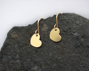 Gold Heart Earrings, Dainty 14K Gold Fill Dangle Drop Petite, Minimalist Gift, Miss Ceces Jewels Gold