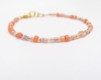 Peach Bracelet Mixed Seed Bead Minimal Maximum Color Gift Sister Mother Daughter Jewelry Wedding Bridesmaid Bracelet