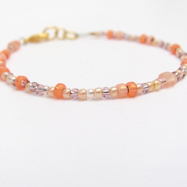 Peach Bracelet Mixed Seed Bead Minimal Maximum Color Gift Sister Mother Daughter Jewelry Wedding Bridesmaid Bracelet