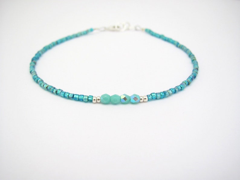 Turquoise Beaded Ocean Blue Hawaiian Jewelry Gift for Girlfriend Mom Sister Resort Vacation Party Hawaii Prom Birthday Valentine Bracelet image 8