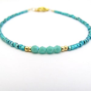 Turquoise Beaded Ocean Blue Hawaiian Jewelry Gift for Girlfriend Mom Sister Resort Vacation Party Hawaii Prom Birthday Valentine Bracelet image 2