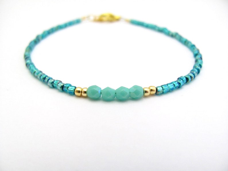 Turquoise Beaded Ocean Blue Hawaiian Jewelry Gift for Girlfriend Mom Sister Resort Vacation Party Hawaii Prom Birthday Valentine Bracelet image 2