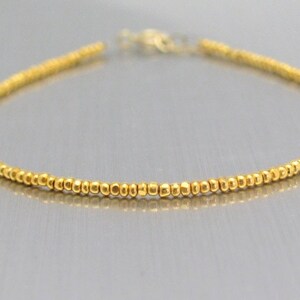 Tiny Gold Bracelet Glass Beaded Bracelet 24K Glass Seed Beads Dainty Minimal Modern Thin Narrow Bracelet