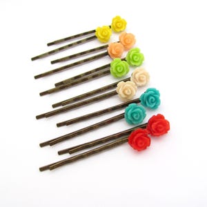 Flower Bobby Pins 2 Piece Pairs Choice of Color Bobbie Pins Hair Clips Ornaments Hair Pins Bobby Pins