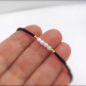 Black and White Beaded Bracelet Tuxedo Petite Jewelry Bridal Wedding Woman Teen Friendship Seed Bead Bracelet image 5