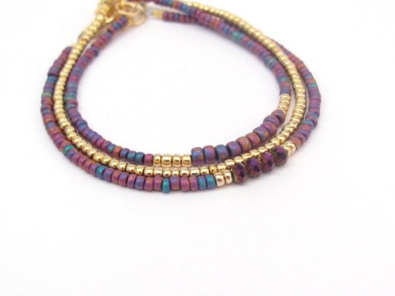 Carnival Bracelet Purple Crystal Beads Seed Bead Bracelet Etsy