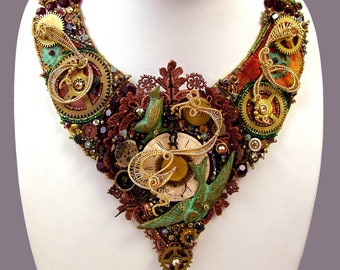 Steampunk Necklace - Steampunk Jewelry - Steam Punk jewelry - bib necklace - burning man costumes post apocalyptic clothing fallout cosplay
