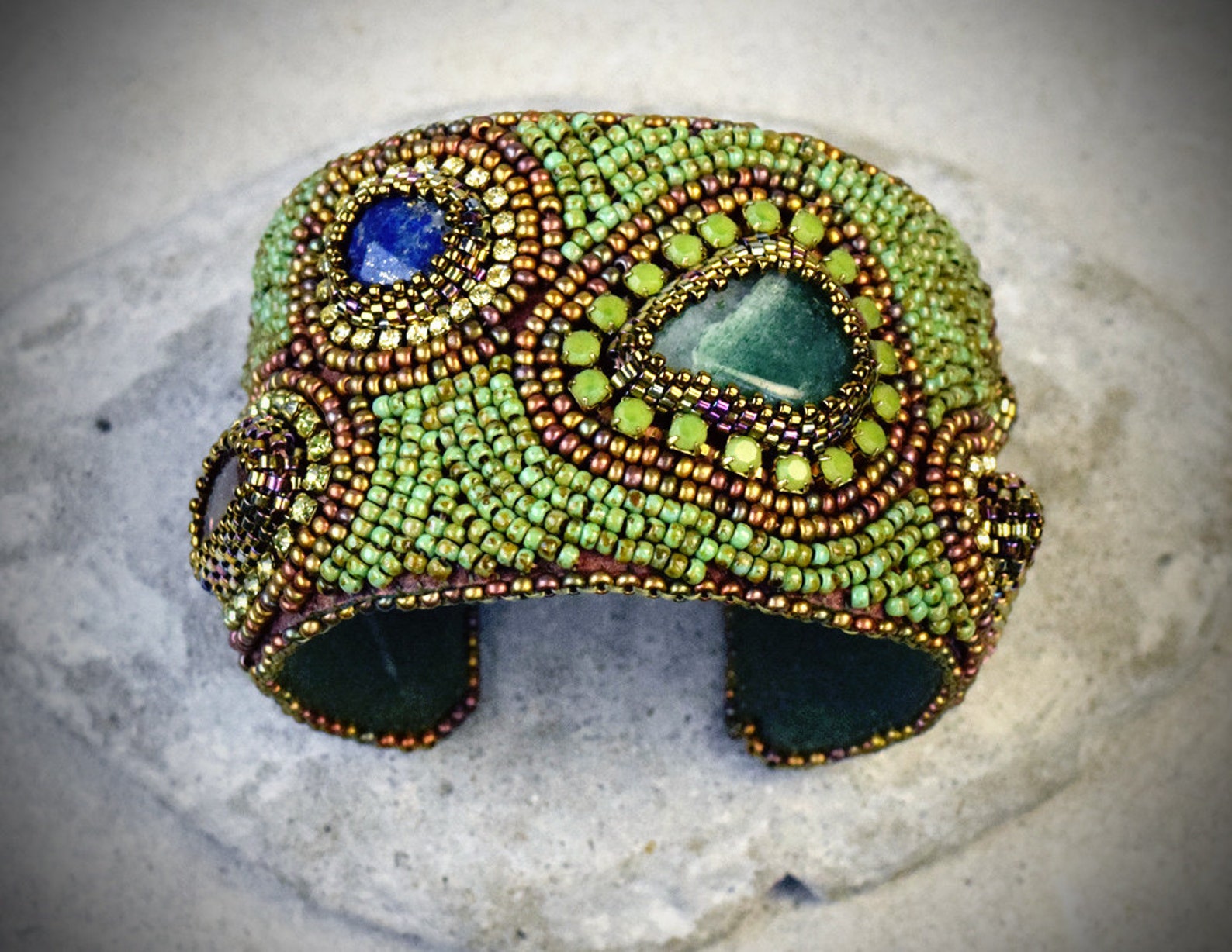 Beaded Cuff Bracelet Beaded Bracelet Gemstone Bracelets Etsy