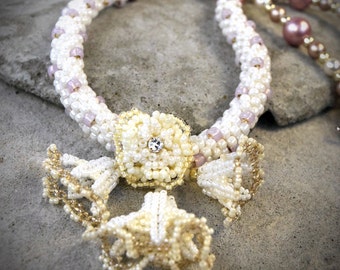 Bridal Jewelry - white jewelry for wife - Floral Jewelry - Fairy Tale Jewelry - Flower Necklace - Wedding Jewelry Wedding Necklace