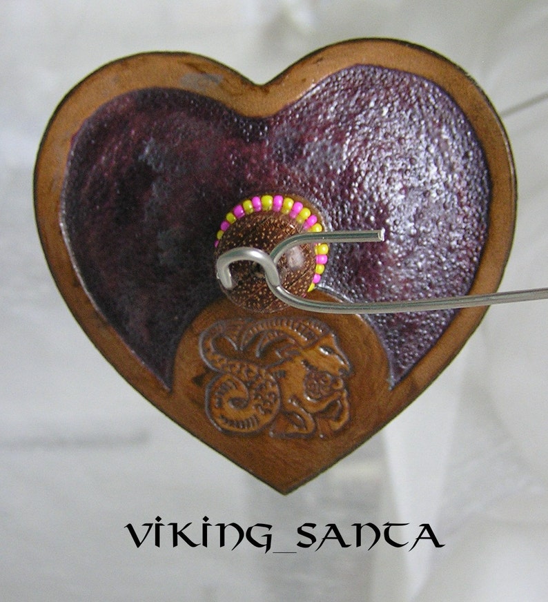 Viking Santa Drop Spindle EDS 03408 Leather whorle image 1