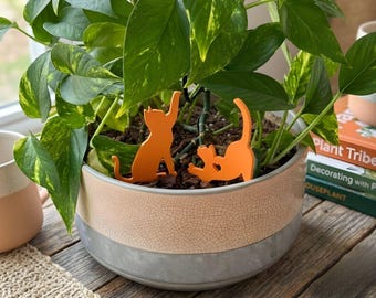 Cat Plant Stakes - Cute Houseplant Decor Gift for Cat Parents, Plant Lovers and Pet-Themed Home Decor
