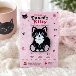 Tuxedo Cat Magnetic Fidget - Cute Black and White Cat Lover Gift - Kawaii Tuxedo Kitty Desk Fidget - Tactile Sensory Stress Relief Gift