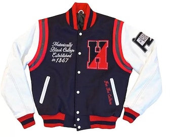 Howard University Blue And White Varsity Jacket - Hand Made Customized Jacket