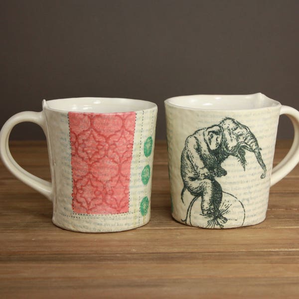 SALE Vintage Elephant Mug| Bike Inspired Mug| Dreamy Pottery| Tea Cup| Graduation Gift