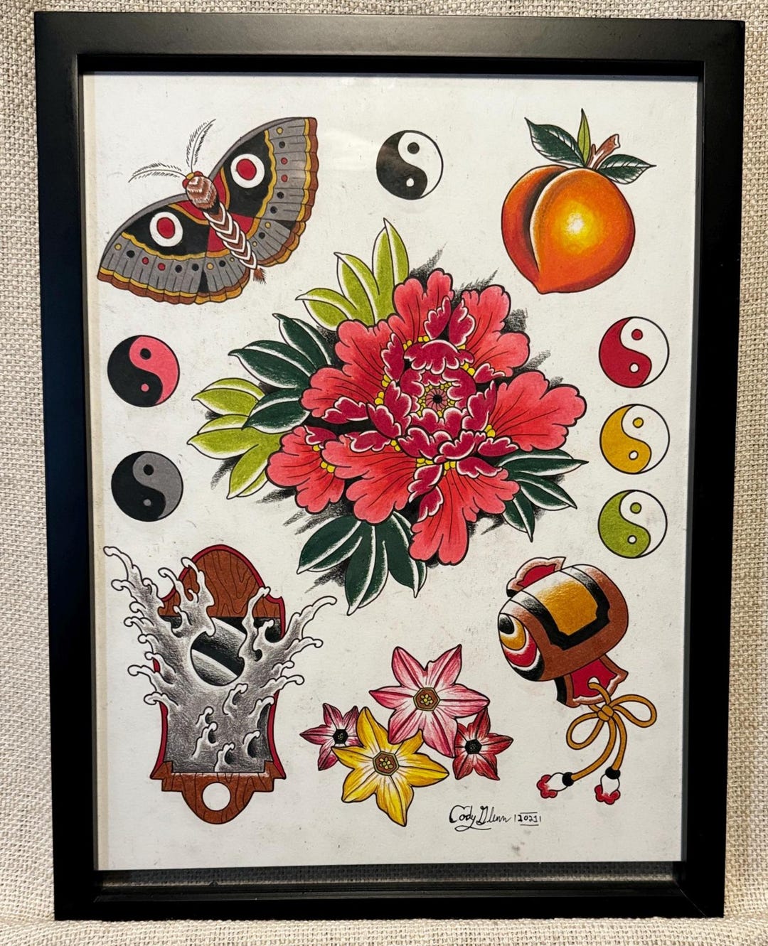 Moth and Peony Tattoo Flash Sheet - Etsy Canada