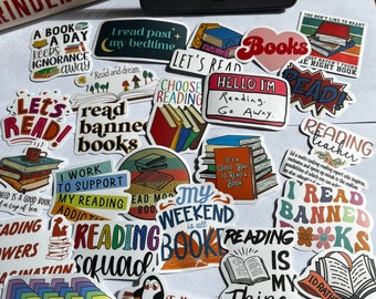 Reading Stickers - Decorate Your Kindle - 25 Vinyl Stickers, Journal and Scrapbooking - Book Theme - Book Worm Gift