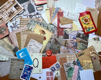 Scrapbooking Junk Journal Supplies - Card Paper Tags Ephemera Pack - at least 70 pieces