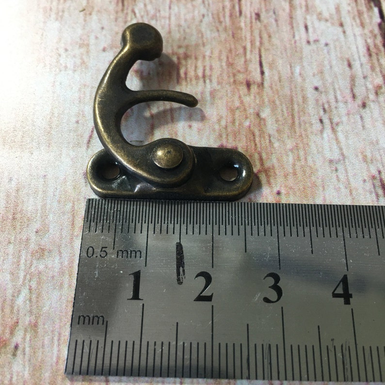 4 x Vintage Style Metal Latch Fastener Hook Lock Hasp & Toggle for wooden box, chest, journals Bronze finish image 4
