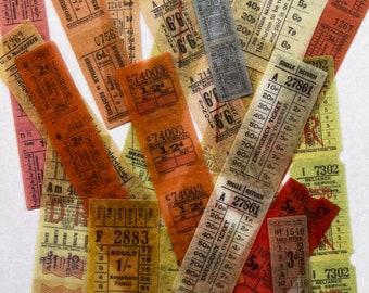 Tickets for journals, scrapbooking, collage, 20 vintage style ticket stickers ephemera pack