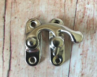 10 x Silver Finish Vintage Style Metal Latch Fastener Hook Lock Hasp & Toggle for wooden box, chest, journals