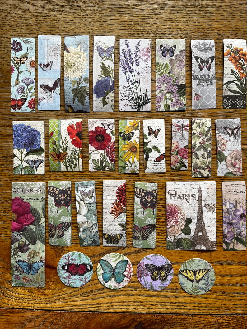 50 stickers Washi, fleurs papillon style vintage, carnet, collage et fournitures de scrapbooking image 6