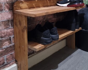 Rustic Wooden shoe rack antique pine