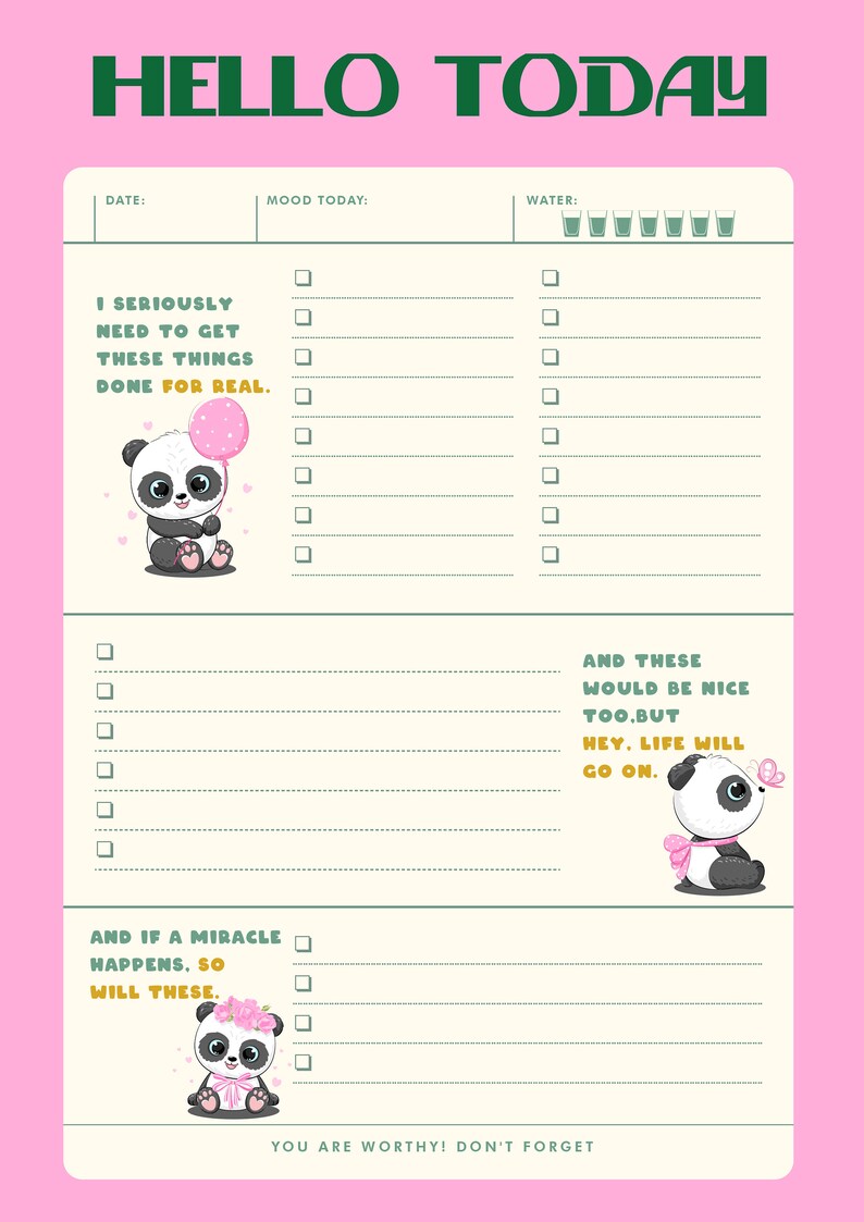 Daily Routine Chibi Kawaii Daily to Do List, Printable Daily Schedule, Cute Daily Planner ...