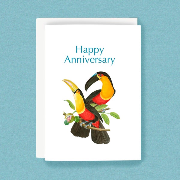 Anniversary card, bird cards, toucan, toucan card, card for wife, card for husband, anniversary gift, anniversary, greeting card, notecards