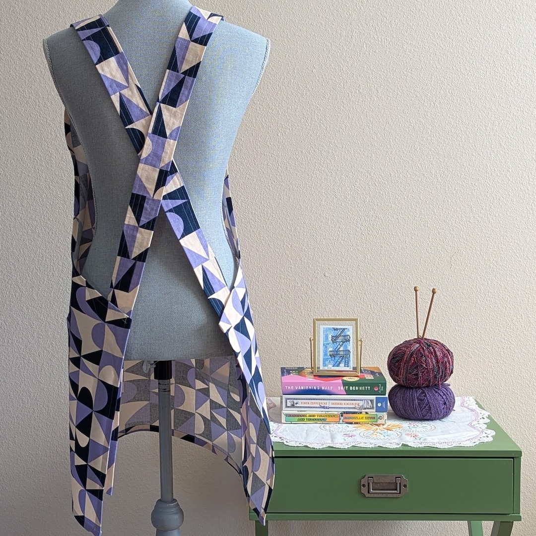 Cross Back Apron for Women, Adjustable Pinafore, Japanese Smock Style ...