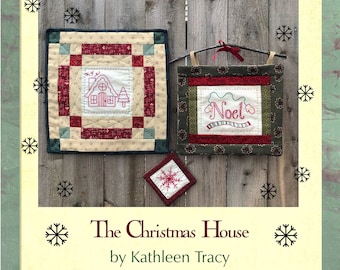 Christmas Stitchery Pattern - Christmas House, Snowflake ornament and Noel banner