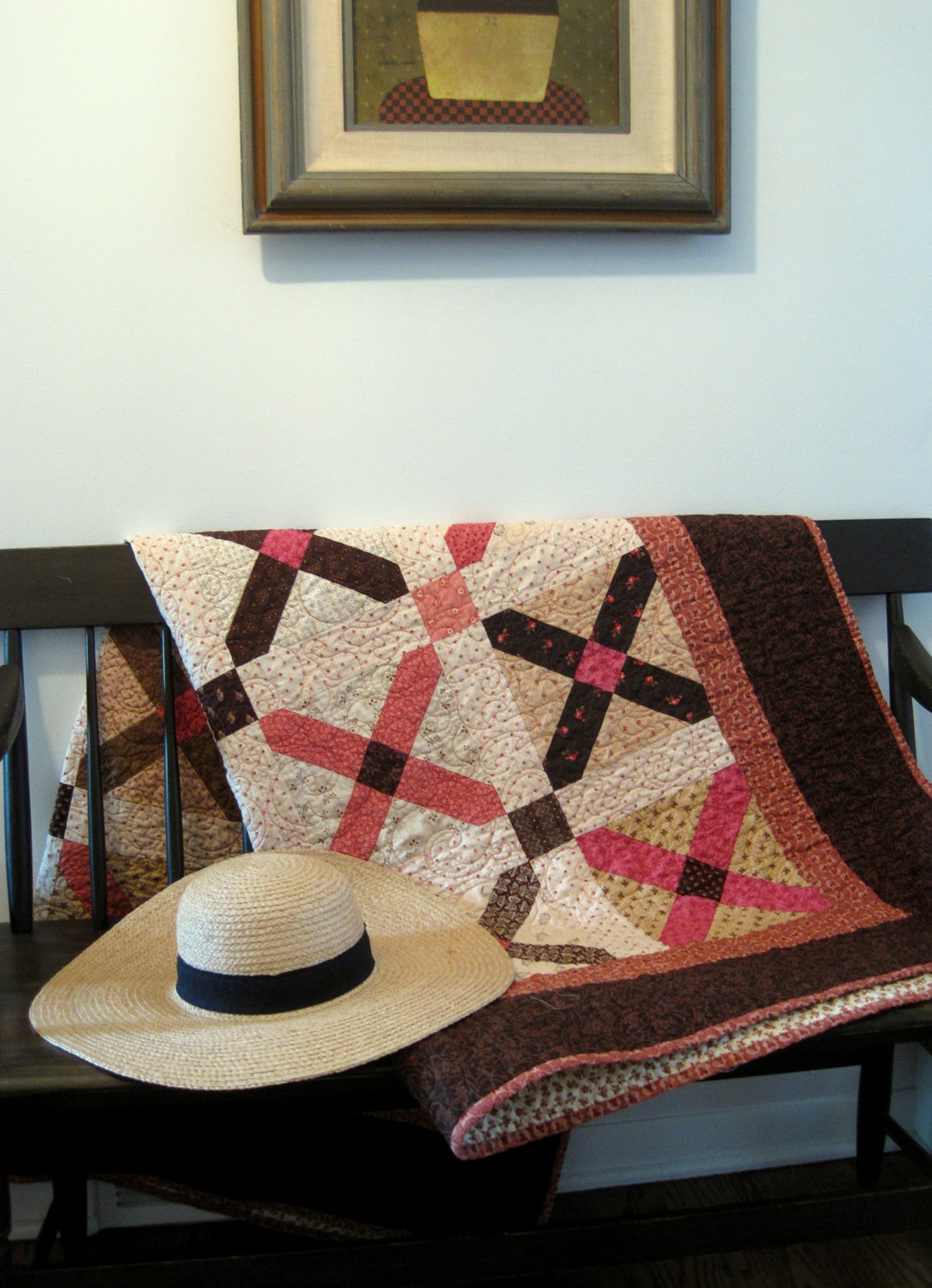 Pink & Brown X quilt pattern Etsy