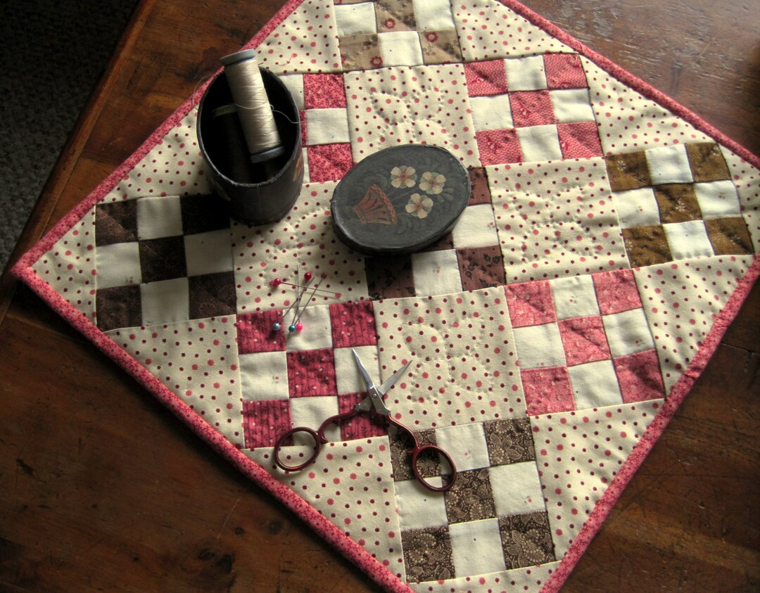 Easy Doll Quilt Pattern Pink and Brown Ninepatch Quilt Etsy