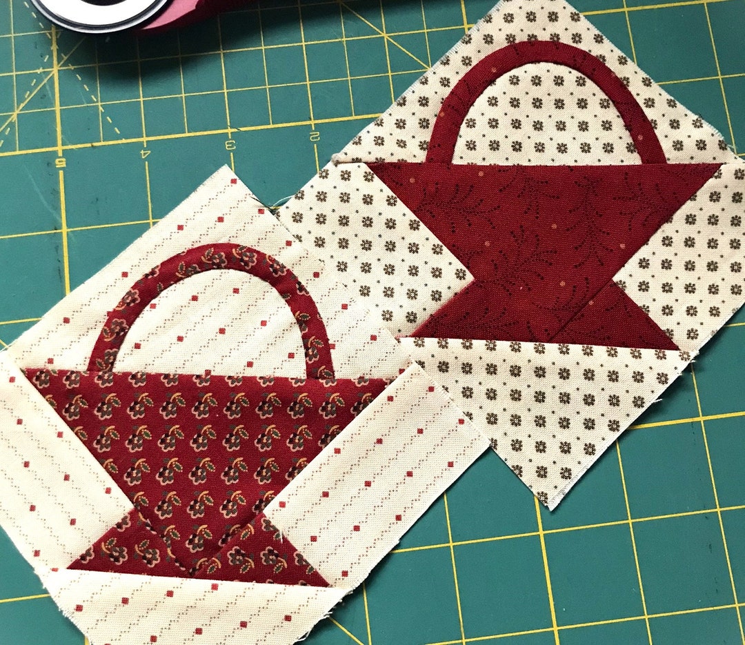 Little Red Basket Block 4 X 4 Etsy