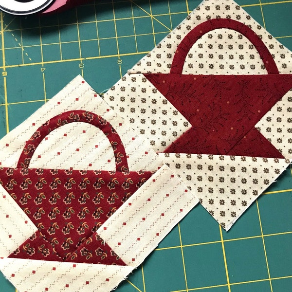 Little Red Basket Block -  4" x 4"