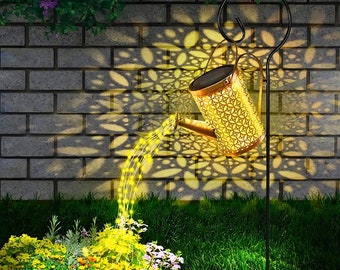 Luz de regadera solar para jardín, Luces de lata de agua, Luces solares decorativas para césped, Luces para camino de patio, Hermosa iluminación exterior