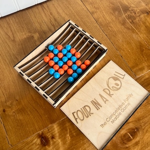 Four in a Roll: Wooden Box Set, Marble Connect 4 Game