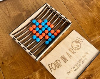 Four in a Roll: Wooden Box Set, Marble Connect 4 Game