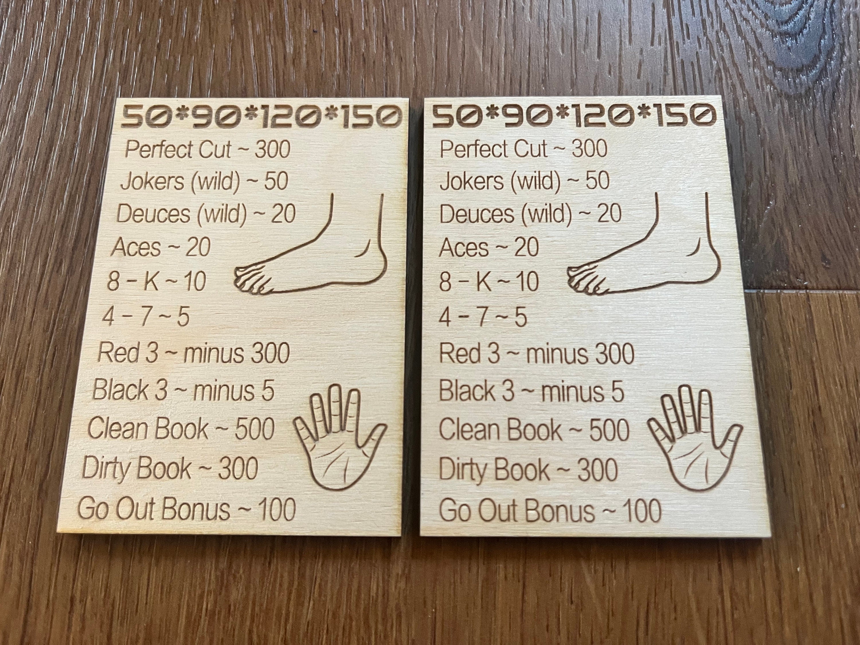 Hand & Foot Card Game: Wooden Quick Guide Reference Card - Etsy