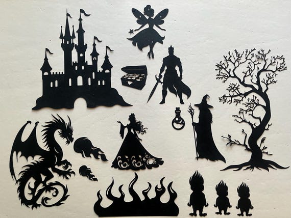 Fairytale Shadow Puppet Set: Princess, Dragon, Knight & Wizard - Etsy