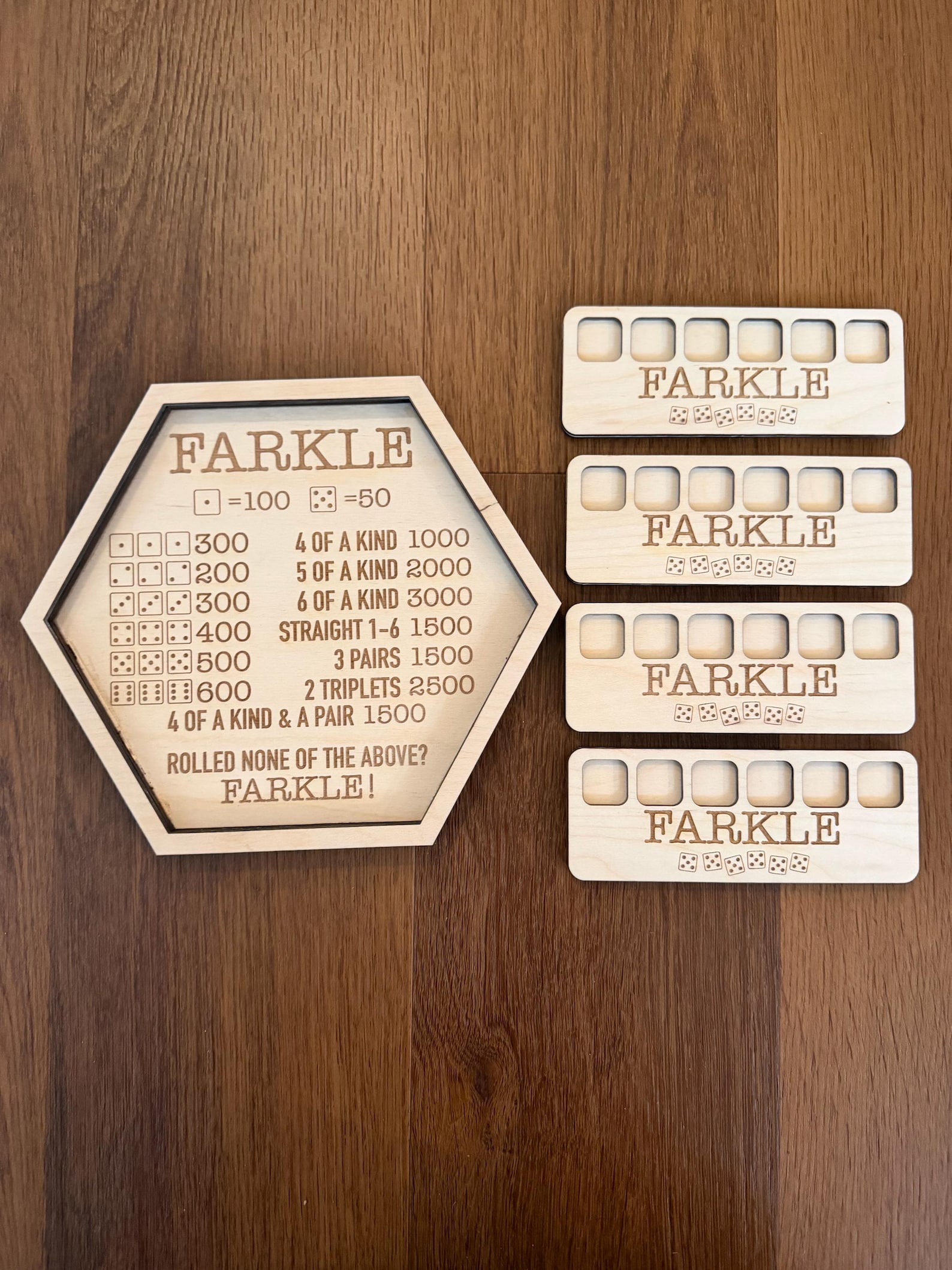 Farkle - Tray and Dice Set, 4 dice holders