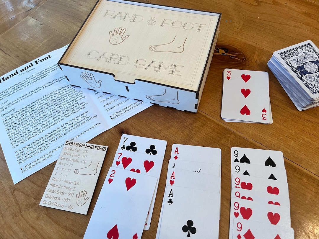Hand and Foot Card Game, Laser Cut Game, Wooden Game Set, Family Game ...