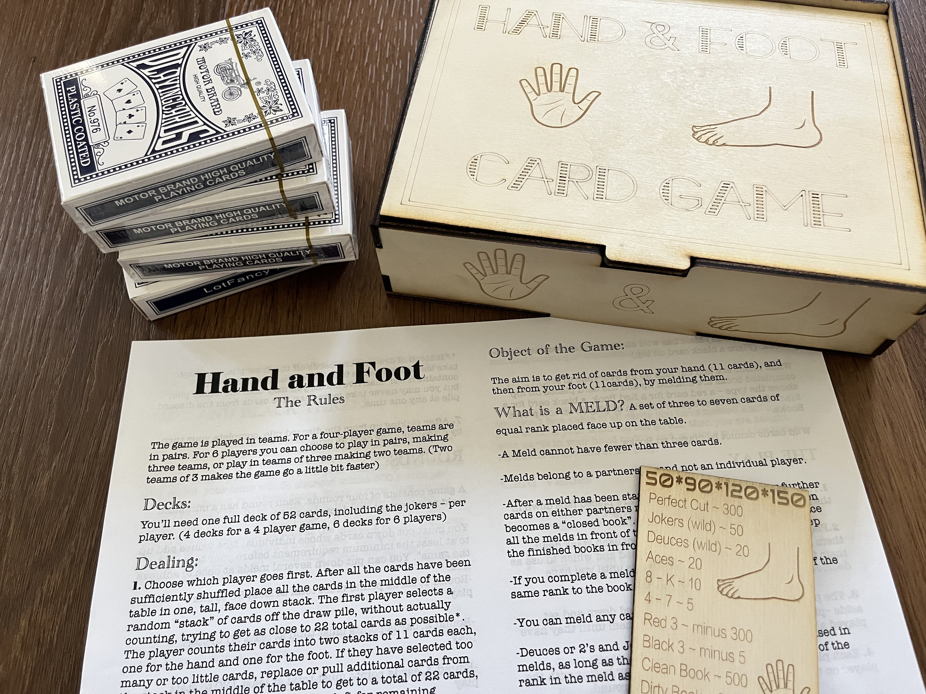 Hand and Foot Card Game, Laser Cut Game, Wooden Game Set, Family Game ...