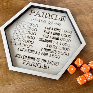 Farkle, Würfelspiel, Familienspiel, Farkle Würfeltablett, Spiel Geschenk, Familien Spieleabend, Gamer Geschenk, Brettspiel, Einzigartiges Geschenk, Holztablett