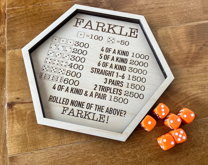 Farkle Dice Game Tray: Wooden Score Keeper and Dice Catcher, Family Game Night, Game Gift